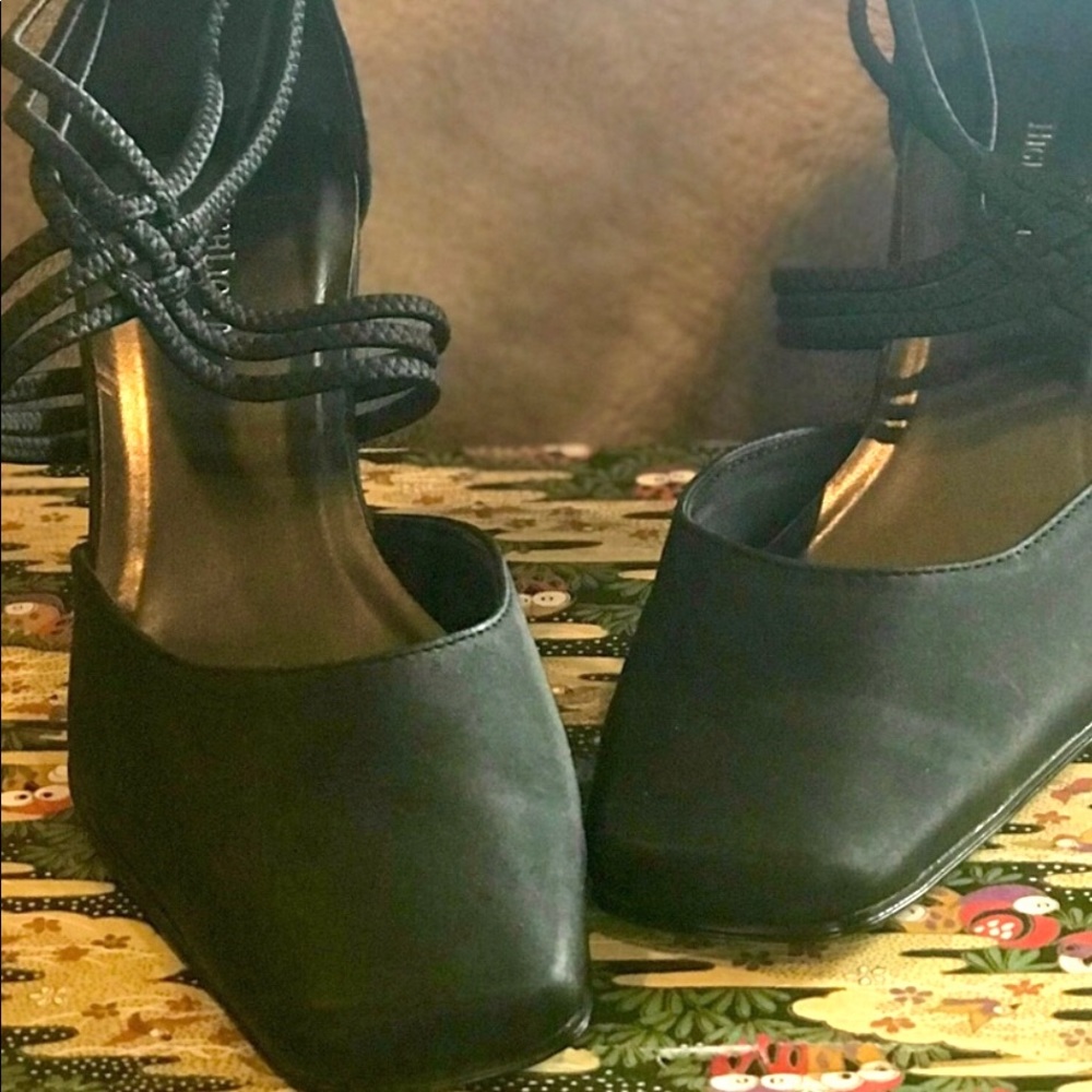 Triple Crisscross Black Heels